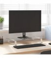 vidaXL Monitor Stand White 60x35x8 cm Tempered Glass and Metal — Size: 60 x 35 x 8 cm