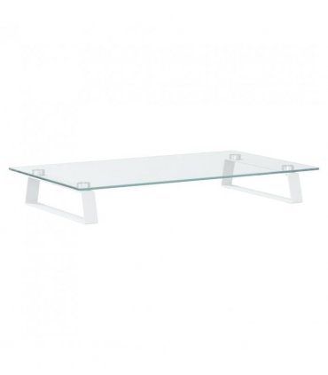 vidaXL Monitor Stand White 60x35x8 cm Tempered Glass and Metal — Size: 60 x 35 x 8 cm