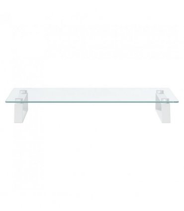 vidaXL Monitor Stand White 60x35x8 cm Tempered Glass and Metal — Size: 60 x 35 x 8 cm
