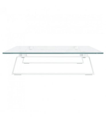 vidaXL Monitor Stand White 60x35x8 cm Tempered Glass and Metal — Size: 60 x 35 x 8 cm