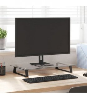 vidaXL Monitor Stand Black 60x35x8 cm Tempered Glass and Metal — Size: 60 x 35 x 8 cm
