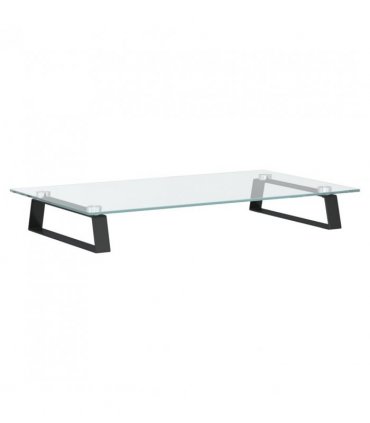 vidaXL Monitor Stand Black 60x35x8 cm Tempered Glass and Metal — Size: 60 x 35 x 8 cm