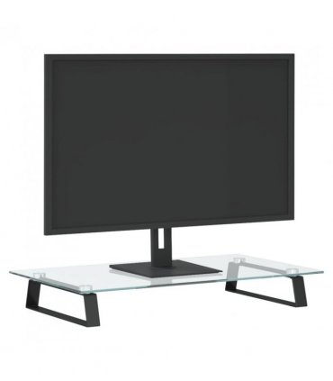 vidaXL Monitor Stand Black 60x35x8 cm Tempered Glass and Metal — Size: 60 x 35 x 8 cm