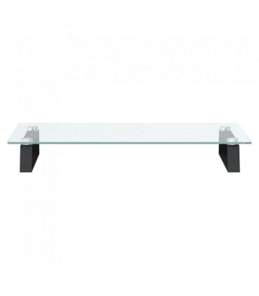 vidaXL Monitor Stand Black 60x35x8 cm Tempered Glass and Metal — Size: 60 x 35 x 8 cm