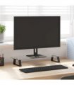 vidaXL Monitor Stand Black 60x20x8 cm Tempered Glass and Metal — Size: 60 x 20 x 8 cm