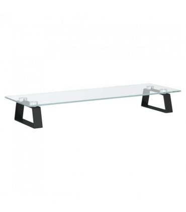 vidaXL Monitor Stand Black 60x20x8 cm Tempered Glass and Metal — Size: 60 x 20 x 8 cm