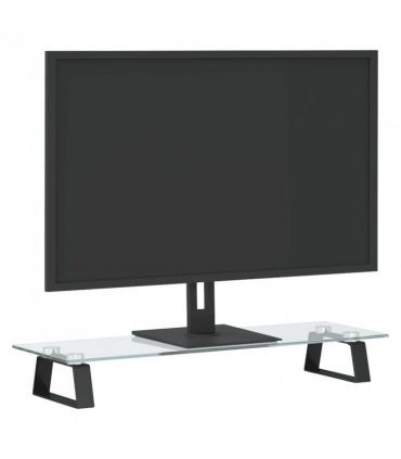 vidaXL Monitor Stand Black 60x20x8 cm Tempered Glass and Metal — Size: 60 x 20 x 8 cm