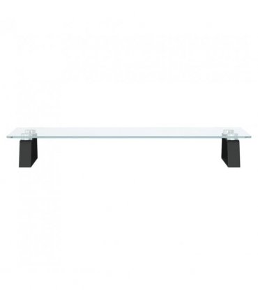 vidaXL Monitor Stand Black 60x20x8 cm Tempered Glass and Metal — Size: 60 x 20 x 8 cm