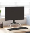 vidaXL Monitor Stand White 40x20x8 cm Tempered Glass and Metal — Size: 40 x 20 x 8 cm