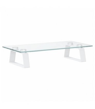 vidaXL Monitor Stand White 40x20x8 cm Tempered Glass and Metal — Size: 40 x 20 x 8 cm