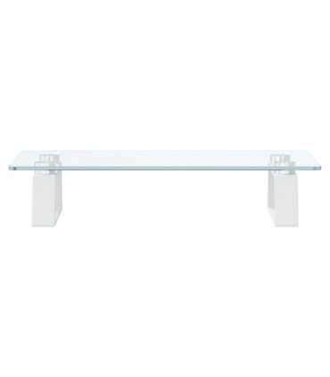 vidaXL Monitor Stand White 40x20x8 cm Tempered Glass and Metal — Size: 40 x 20 x 8 cm