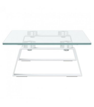 vidaXL Monitor Stand White 40x20x8 cm Tempered Glass and Metal — Size: 40 x 20 x 8 cm