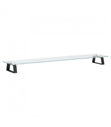 vidaXL Monitor Stand Black 100x20x8 cm Tempered Glass and Metal — Size: 100 x 20 x 8 cm