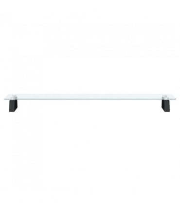 vidaXL Monitor Stand Black 100x20x8 cm Tempered Glass and Metal — Size: 100 x 20 x 8 cm