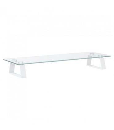 vidaXL Monitor Stand White 60x20x8 cm Tempered Glass and Metal — Size: 60 x 20 x 8 cm