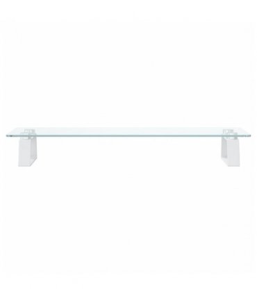 vidaXL Monitor Stand White 60x20x8 cm Tempered Glass and Metal — Size: 60 x 20 x 8 cm