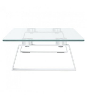 vidaXL Monitor Stand White 60x20x8 cm Tempered Glass and Metal — Size: 60 x 20 x 8 cm