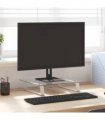 vidaXL Monitor Stand White 40x35x8 cm Tempered Glass and Metal — Size: 40 x 35 x 8 cm