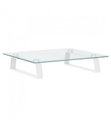 vidaXL Monitor Stand White 40x35x8 cm Tempered Glass and Metal — Size: 40 x 35 x 8 cm