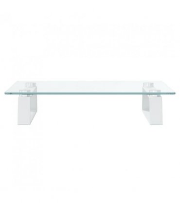 vidaXL Monitor Stand White 40x35x8 cm Tempered Glass and Metal — Size: 40 x 35 x 8 cm