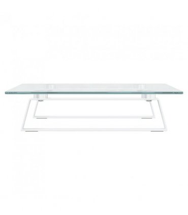 vidaXL Monitor Stand White 40x35x8 cm Tempered Glass and Metal — Size: 40 x 35 x 8 cm