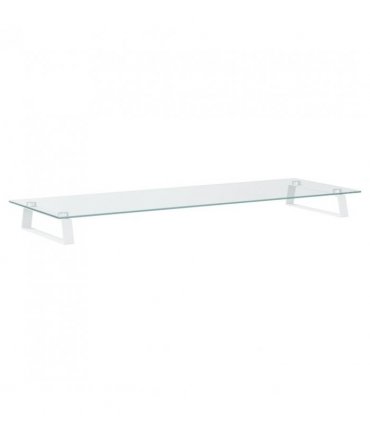 vidaXL Monitor Stand White 100x35x8 cm Tempered Glass and Metal — Size: 100 x 35 x 8 cm