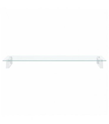 vidaXL Monitor Stand White 100x35x8 cm Tempered Glass and Metal — Size: 100 x 35 x 8 cm