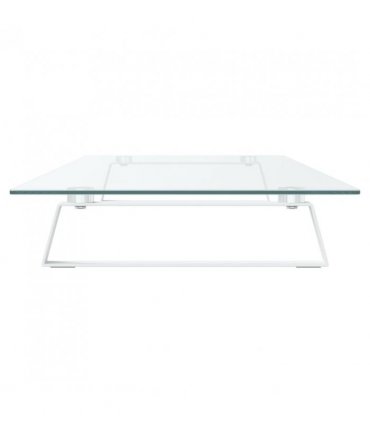 vidaXL Monitor Stand White 100x35x8 cm Tempered Glass and Metal — Size: 100 x 35 x 8 cm