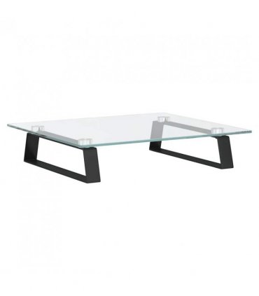vidaXL Monitor Stand Black 40x35x8 cm Tempered Glass and Metal — Size: 40 x 35 x 8 cm