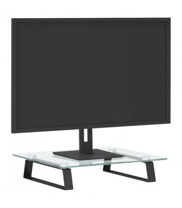 vidaXL Monitor Stand Black 40x35x8 cm Tempered Glass and Metal — Size: 40 x 35 x 8 cm