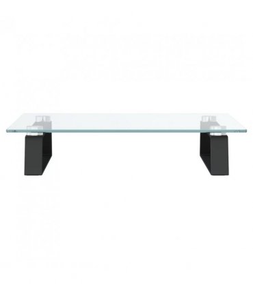 vidaXL Monitor Stand Black 40x35x8 cm Tempered Glass and Metal — Size: 40 x 35 x 8 cm