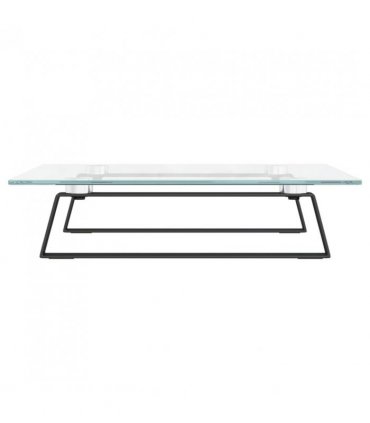 vidaXL Monitor Stand Black 40x35x8 cm Tempered Glass and Metal — Size: 40 x 35 x 8 cm