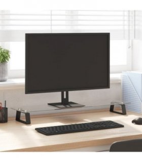 vidaXL Monitor Stand Black 80x20x8 cm Tempered Glass and Metal — Size: 80 x 20 x 8 cm