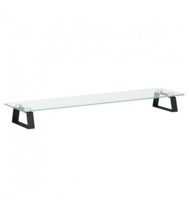 vidaXL Monitor Stand Black 80x20x8 cm Tempered Glass and Metal — Size: 80 x 20 x 8 cm