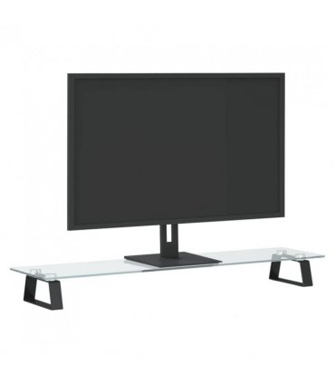 vidaXL Monitor Stand Black 80x20x8 cm Tempered Glass and Metal — Size: 80 x 20 x 8 cm