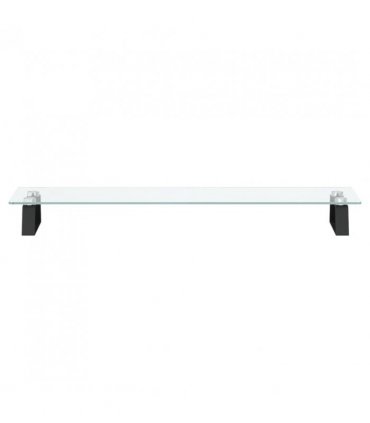 vidaXL Monitor Stand Black 80x20x8 cm Tempered Glass and Metal — Size: 80 x 20 x 8 cm