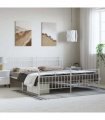 vidaXL Metal Bed Frame without Mattress with Footboard Whi — Size: 193 x 203 cm, Model: with headboard & footboard — V0671975276