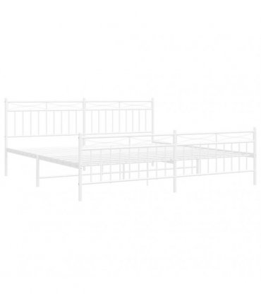 vidaXL Metal Bed Frame without Mattress with Footboard Whi — Size: 193 x 203 cm, Model: with headboard & footboard — V0671975276
