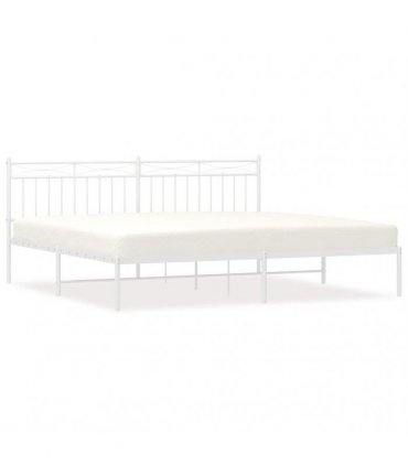 vidaXL Metal Bed Frame without Mattress with Headboard White 193x203cm — Size: 193 x 203 cm — V0671975287