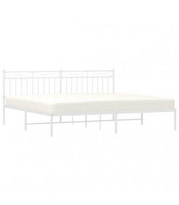 vidaXL Metal Bed Frame without Mattress with Headboard White 193x203cm — Size: 193 x 203 cm — V0671975287