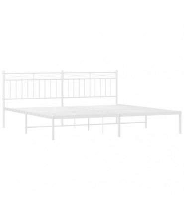 vidaXL Metal Bed Frame without Mattress with Headboard White 193x203cm — Size: 193 x 203 cm — V0671975287