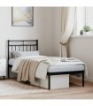 vidaXL Metal Bed Frame without Mattress with Headboard Black 80x200cm — Size: 80 x 200 cm — V0671975302