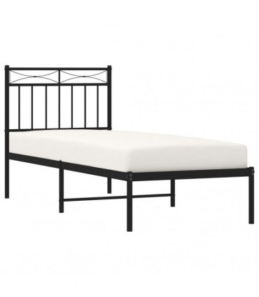 vidaXL Metal Bed Frame without Mattress with Headboard Black 80x200cm — Size: 80 x 200 cm — V0671975302
