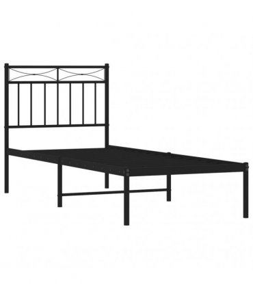 vidaXL Metal Bed Frame without Mattress with Headboard Black 80x200cm — Size: 80 x 200 cm — V0671975302