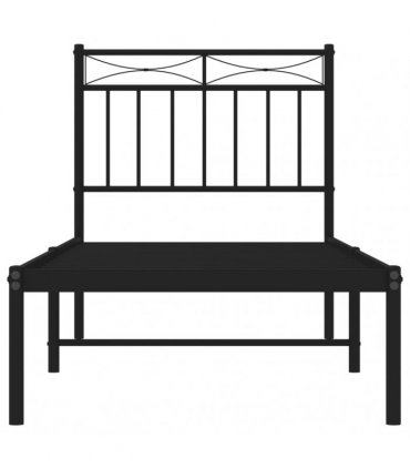 vidaXL Metal Bed Frame without Mattress with Headboard Black 80x200cm — Size: 80 x 200 cm — V0671975302
