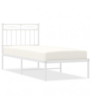 vidaXL Metal Bed Frame without Mattress with Headboard White 80x200cm — Size: 80 x 200 cm — V0671975303