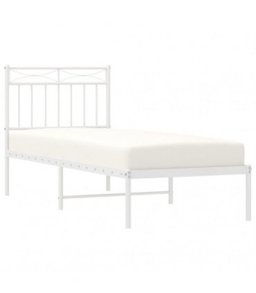 vidaXL Metal Bed Frame without Mattress with Headboard White 80x200cm — Size: 80 x 200 cm — V0671975303