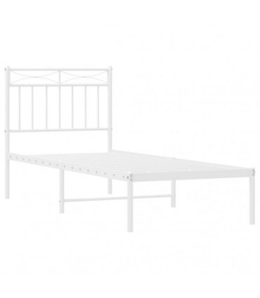 vidaXL Metal Bed Frame without Mattress with Headboard White 80x200cm — Size: 80 x 200 cm — V0671975303