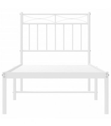 vidaXL Metal Bed Frame without Mattress with Headboard White 80x200cm — Size: 80 x 200 cm — V0671975303