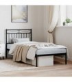 vidaXL Metal Bed Frame without Mattress with Headboard Black 90x190cm — Size: 90 x 190 cm — V0671975317